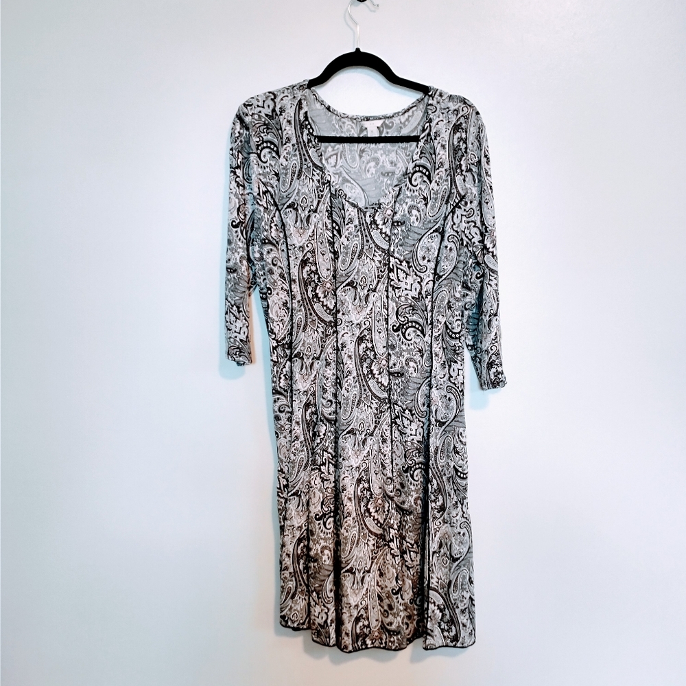 Est 1946 Paisley 1/2 sleeve dress with panel front. Swing dress size XL